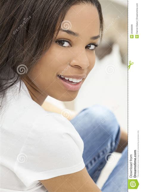 Beautiful Happy African American Girl Smiling Royalty Free