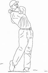 Tiger Woods Coloring Golf Drawings Playing sketch template
