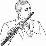 Flute Clipart Drawing Sketch Clarinet Music Man Clip Oboe Musician Instruments Line Elbow Icons Getdrawings Computer Woodwind Champagne Paintingvalley Prev sketch template