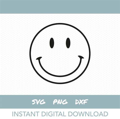 smiley face svg happy face outline instant digital etsy