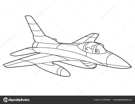 pictures jet  color cartoon scene vector jet plane coloring page