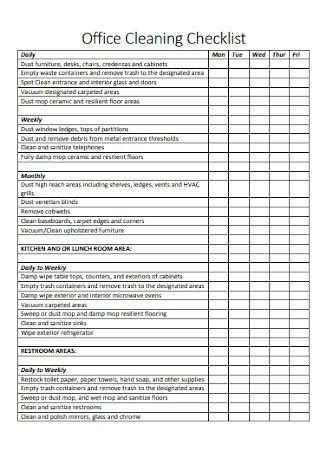 sample cleaning checklist templates