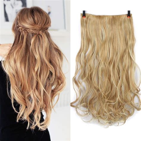 long curly synthetic clip in hair extensions half full head hairpiece 5