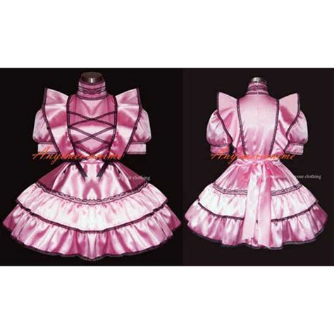 sissy maid satin dress lockable uniform cosplay costume tailor made