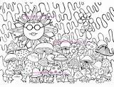 Hippie Colouring Printable Mushrooms sketch template