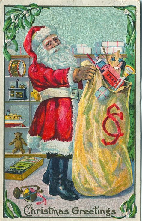 free vintage clip art antique santa postcard the