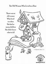 Old Nursery Rhymes Coloring Lady Rhyme Kids Shoe Pages Lived Woman Who Color Jack Printable Preschool Crafts Jill Reading Little sketch template