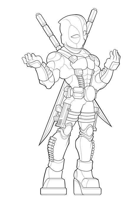 deadpool coloring pages cute