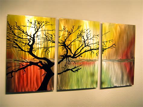 tree  silhouette metal wall art contemporary modern decor  panels