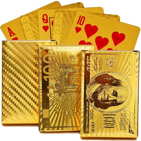 Euro Usd Back Golden Playing Cards Deck Plastic Gold Foil