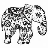 Coloring Mandala Elephant Pages Print Cp sketch template