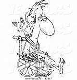 Cartoon Broken Wheelchair Coloring Man Cat Leg Outline Behind Limbs sketch template