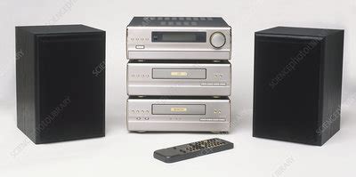 system including speakers  remote control stock image  science photo library