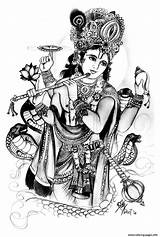 Vishnu Coloring Pages Lord Sketch Pencil Bollywood Drawing Adult Dessin India Hinduism Drawings Coloriage Hindu Printable Lotus Adults Sketches Shiva sketch template