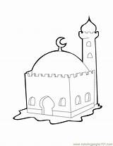 Mosque Coloring Pages Drawing Kids Masjid Getdrawings Religions sketch template