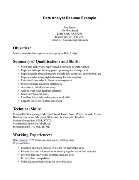data analyst resume template business