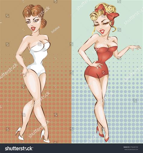 Sexy Pinup Girl Lingerie Vector Illustration Stock Vector Royalty Free