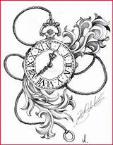 Pocket Drawing Old Tattoo Drawings Tattoos Draw Watches Vintage Antique Paintingvalley Clock Time Traditional Deviantart Illustration Sleeve Piece Steampunk Chat sketch template