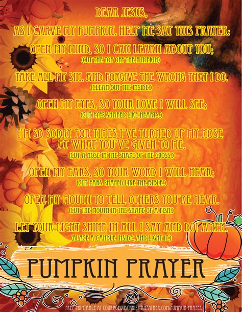 pumpkin prayer printable courageous christian father