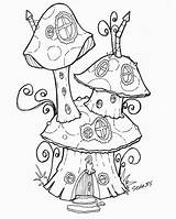 Fairy Coloring Pages House Garden Mushroom Printable Adult Houses Whimsical Recess Sheets Fairies Tree Drawing Gnome Color Book Mushrooms Template sketch template