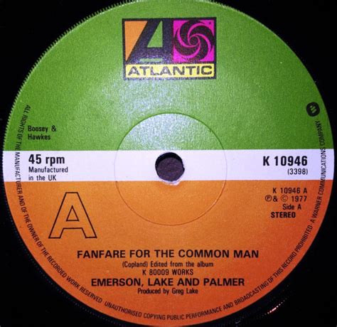 emerson lake  palmer fanfare   common man  vinyl discogs