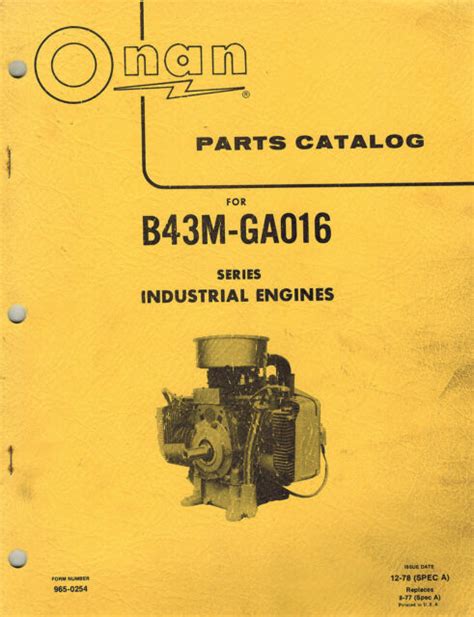 original onan bm ga series industrial engines parts manual  sale  ebay