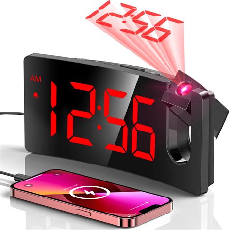 projection alarm clock digital clock   rotatable projector  level brightness dimmer