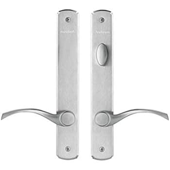 andersen newbury style double active hinged door hardware set  satin nickel door handles