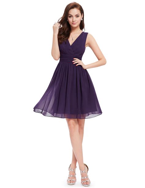 Ever Pretty Short Bridesmaid Dress Chiffon V Neck Cocktail Party