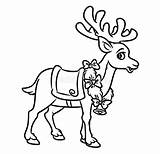 Coloring Reindeer Christmas Pages Santa Character Animal Illustration sketch template