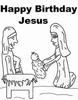 Birthday Coloring Happy Jesus Pages Mary School Church Joseph Printable Kids Sunday Color Lesson Baby Children Clipart Print Sheet Paper sketch template