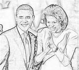 Obama Michelle Coloring Barack Pages Drawing Smiling Easy Clapping Family Getdrawings sketch template