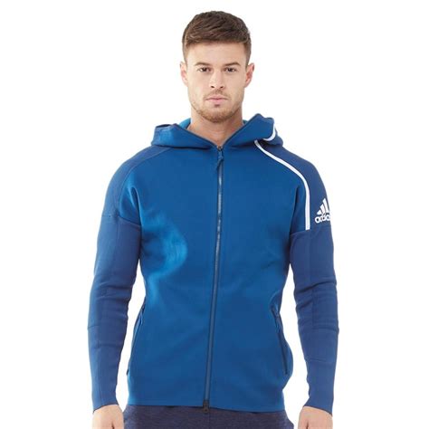 adidas heren zne primeknit hoodie met ritssluiting donkergroen blauw