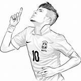Coloring Soccer Player Neymar Top Sheet Pages Famous sketch template
