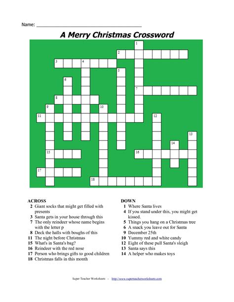 printable christmas crossword puzzles  adults  answers