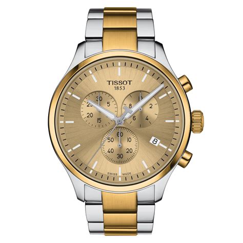 tissot  chrono xl classic stainless steel yellow gold champagne