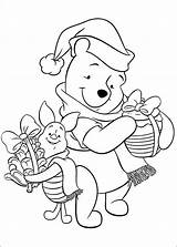 Pooh Coloring Christmas Pages Winnie Friends Bear Disney Kids Piglet Colouring Cartoon Book Printable Color Weihnachten Info Coloriage Malvorlagen sketch template