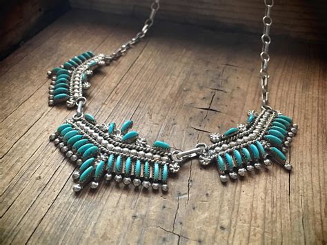 Zuni Jewelry Sterling Silver Turquoise Necklace Native