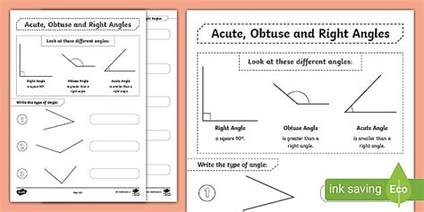acute obtuse   angles worksheet math resource twinkl