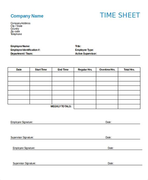 printable timesheet templates pages word docs