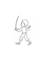 Sword Coloring Boy Small Fencer sketch template