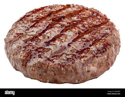 grilled hamburger meat isolated  white background clipping path