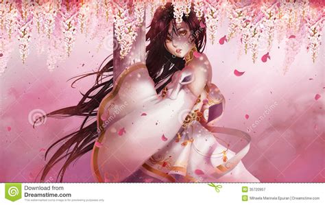 Pink Anime Girl Stock Illustration Illustration Of Woman 35720957