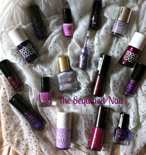 sequined nail  purple polish collection