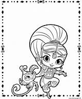 Shimmer Shine Coloring Pages Pet Colouring Printable Print Book sketch template
