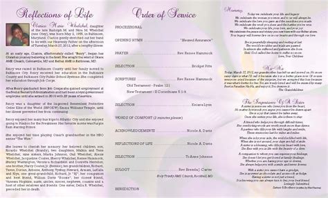 funeral program funeral programs processional reflection