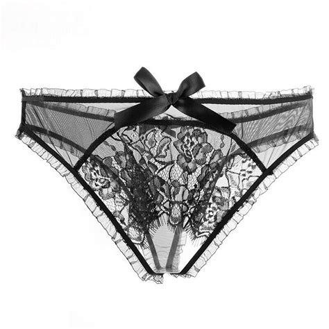 Womens Sexy Lace Sheer Panties Bowknot Thongs Knickers Briefs Lingerie