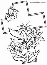 Coloring Pages Easter Religious Printable Cross Friday Good Color Kids Flowers Colouring Recovery Lily Sheets Print Crosses Christian Pintables Sheet sketch template