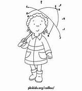 Dot Coloring Pages Miguel Dots Calliou Mya Caillou Kids Umbrella Connect Doodles Stick Figures Tutorial Crafts Printable Spring Simple Books sketch template