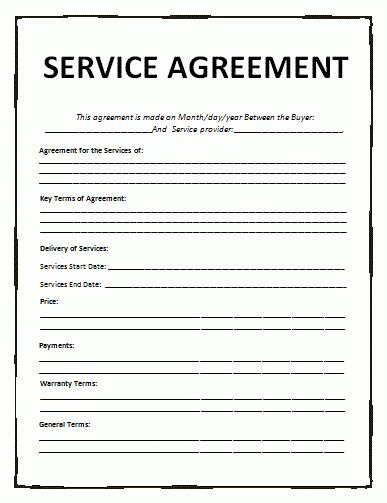 service agreement template  word templates
